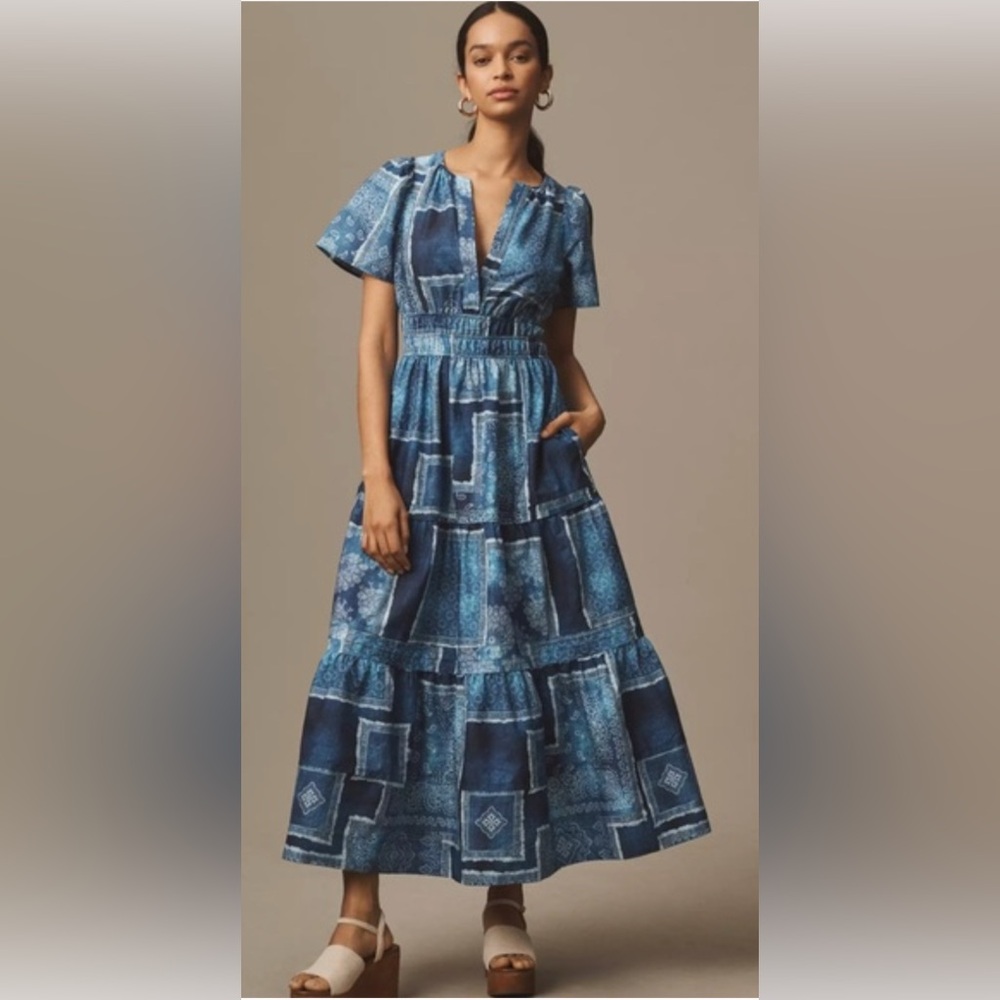 Anthropologie Blue Somerset Maxi Dress